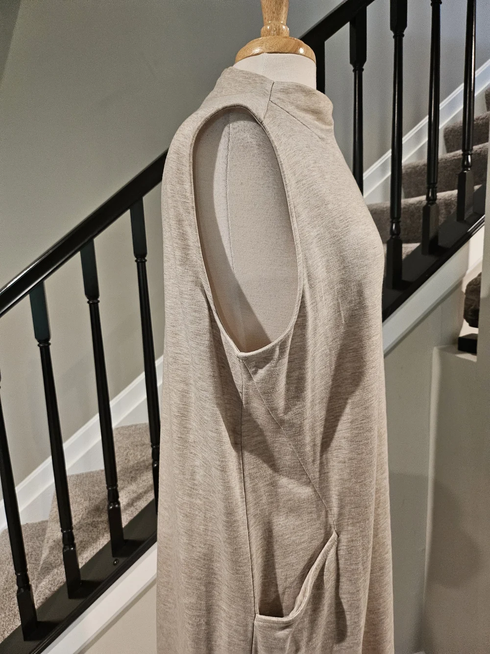 Pure J Jill Women’s Oatmeal/Taupe Mock Neck Maxi Sleeveless Dress (Size XL)